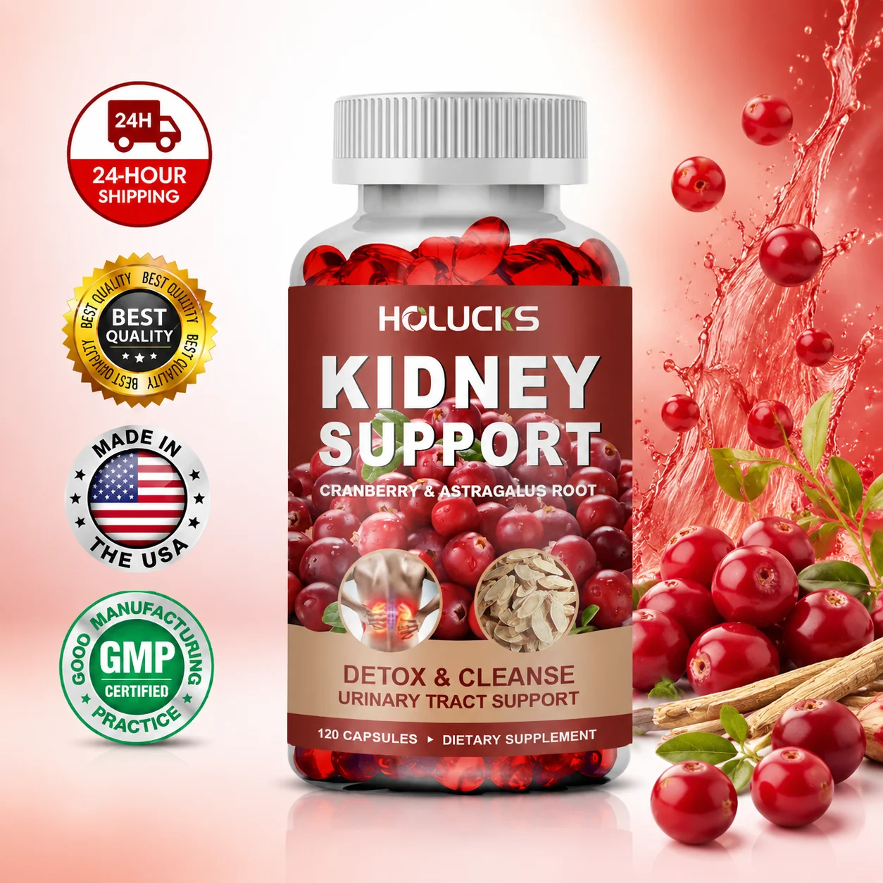 Health With Wellness - Natürliche Nierenreinigungskapseln mit Cranberry und Schachtelhalm-Pulver,