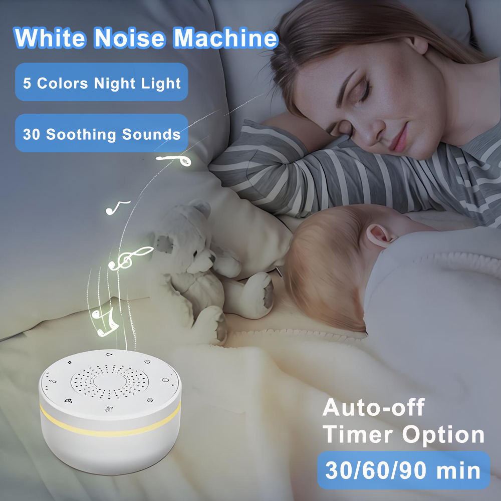 White Noise Machine Sleep - Baby-White-Noise-Maschine, USB-wiederaufladbar, mit Timer-Abschaltfunktion, Schlafmaschine, Baby-Schlafgeräusch-Player,