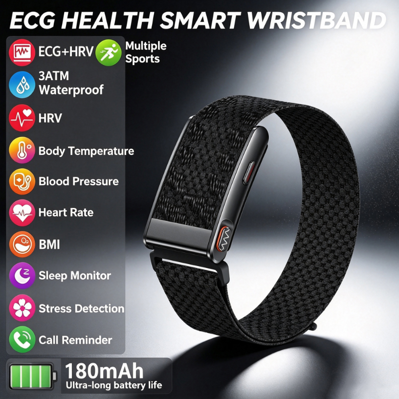 Health Wellness Bracelet - Intelligentes Gesundheitsarmband EKG HRV Blutdruck Schlafmonitor
