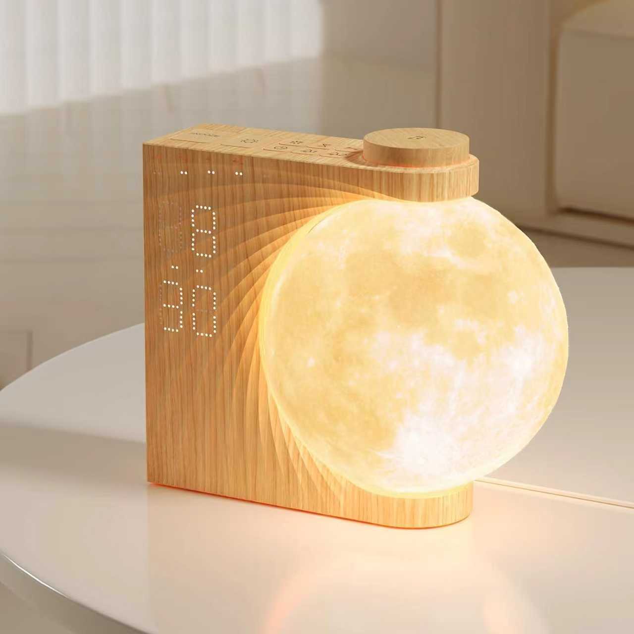 White Noise Machine Sleep - Mondlampe Nachtlicht Sonnenaufgang-Wecker mit Weißem-Rauschen-Gerät, Doppelalarm